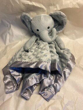 Pro Galeem Elephant Lovey Security Blanket Bumpy Satin Back Gray Baby Toy